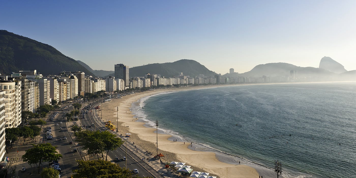 Vue de la plage de Copacabana depuis l'hôtel